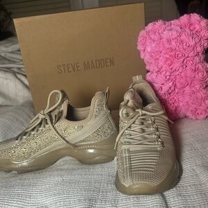 Steve Madden Women's Beige/Golden Sneakers